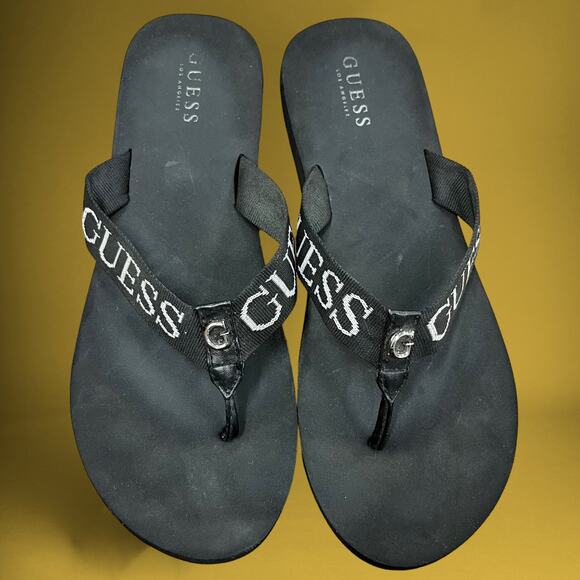Guess Flip Flops Sz 10.5-11 (11") Preppy Metal G Thongs Beach Core Vacation Goth - Picture 4 of 8